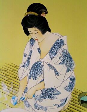 Geisha girl washing her face