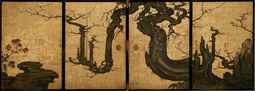 Robai-zu Fusuma, Old Ume Tree on Fusuma sliding doors