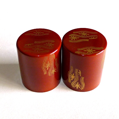 [ Pair of Roller Ends ] Lacquered in Vermilion & Gold