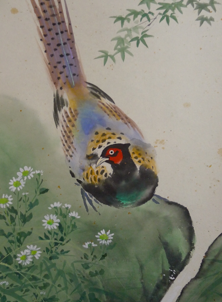 Kiji Bird & Kiku Chrysanthemum Flowers