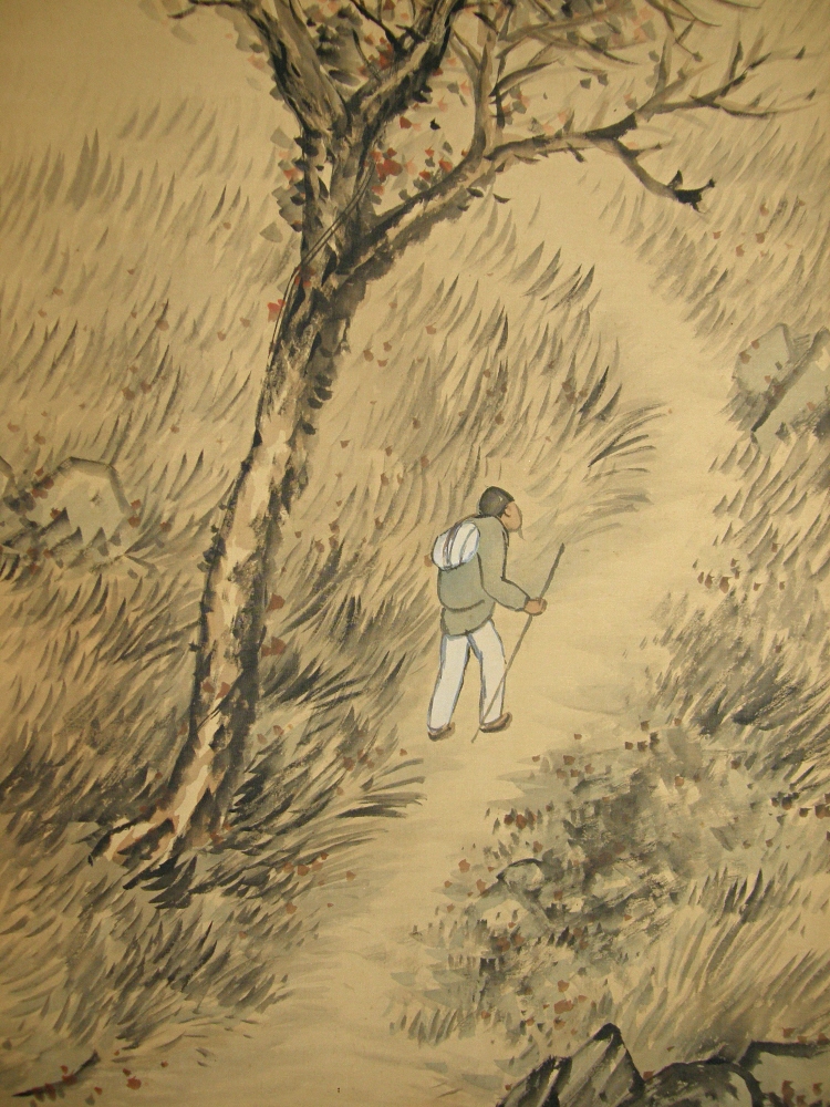 Man Walking on Mountain Path