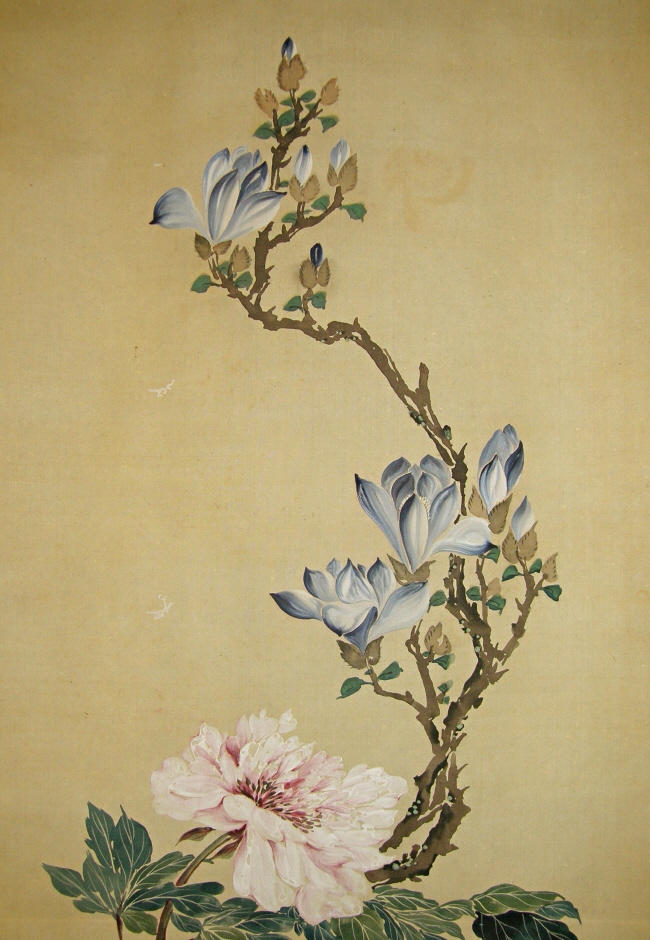 Japanese Peony Lily Magnolia Flowers and Leaves