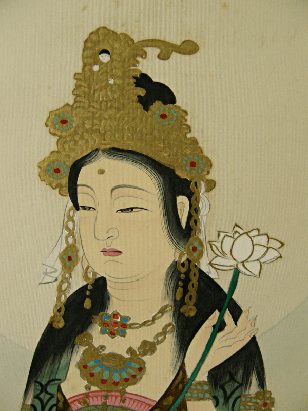 SS-60001 [ Kannon ] Japanese Vintage Drawing. Quan Yin, Goddess of Mercy