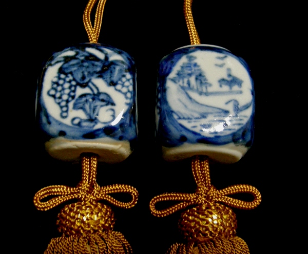 Japanese Scroll Weights Set with Tasssels