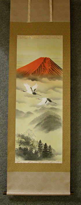 [ Red Fuji & Flying Cranes ]