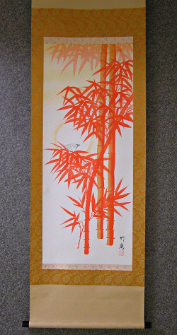 Red Bamboo and White Sparrow