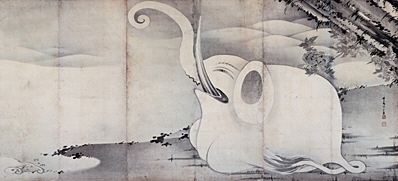 Elephant in the Zou-Gei zu Byobu Useki (Right)