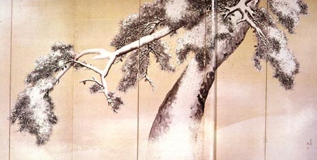 Matsu Tree in the Snow byobu folding screen