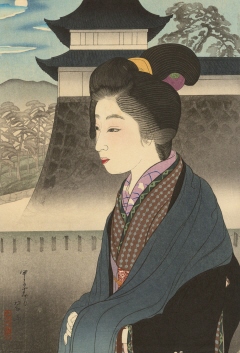 Nijo-Jo no Tsuki, The Moon at Nijo Castle, Woodblock Print