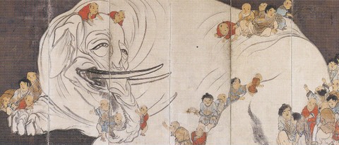 Hakuzo Karako-zu Byobu, White Elephant & Tang Kids