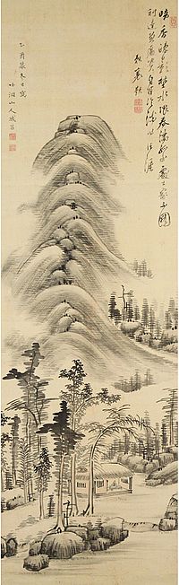 Painted by Nakabayashi Chikuto, San Kanji Writing by Rai Sanyo