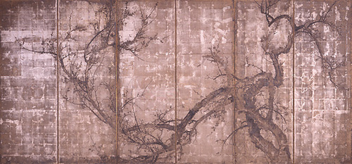 White & Red Ume Byobu, Right-hand Screen of Folding Screen