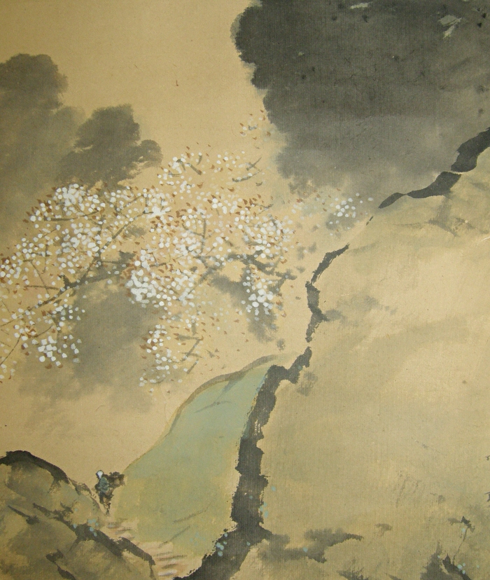 Sakura Flowers & Farmer with Firewood