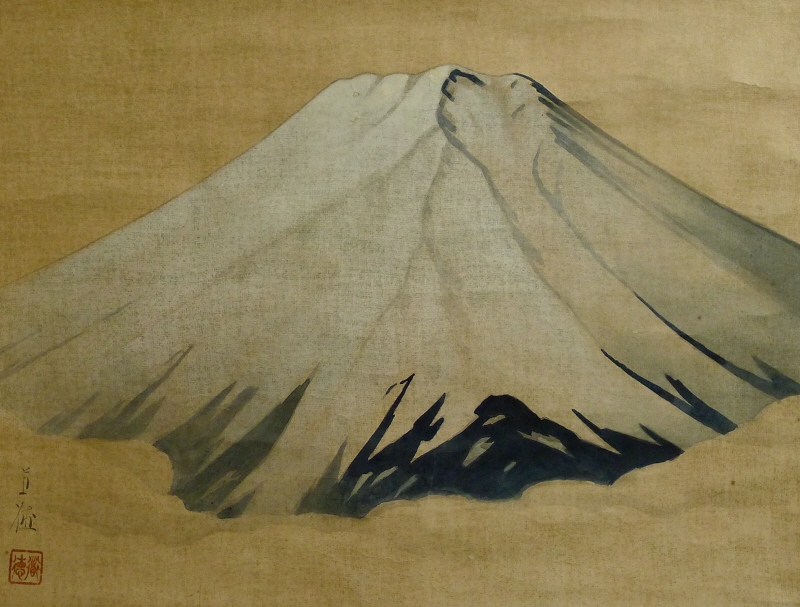 Fujiyama Mountain is drawn grandly