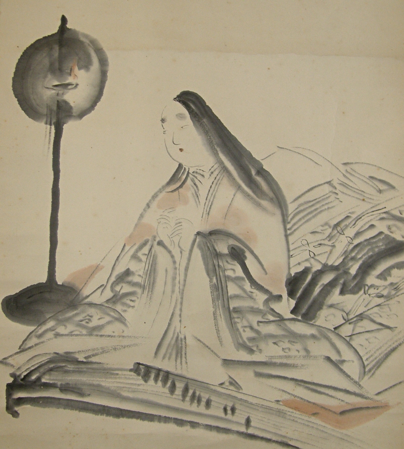 Japanese Ancient Bijin Playing Koto