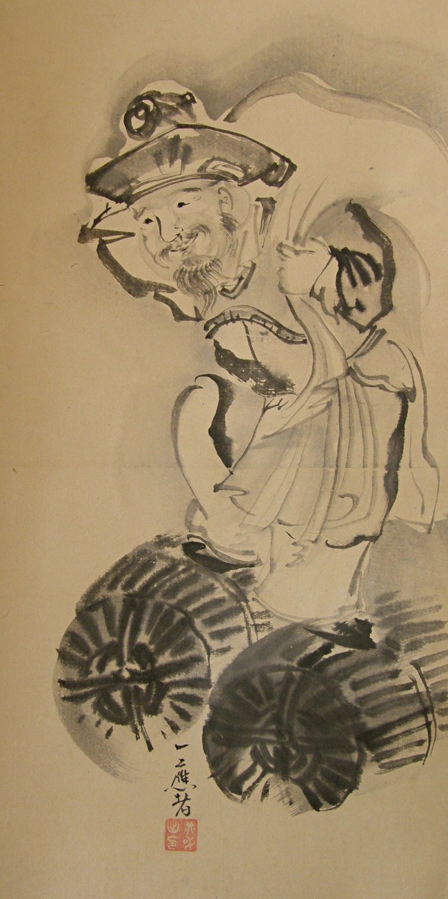 Daikokuten God on Straw Rice Bags