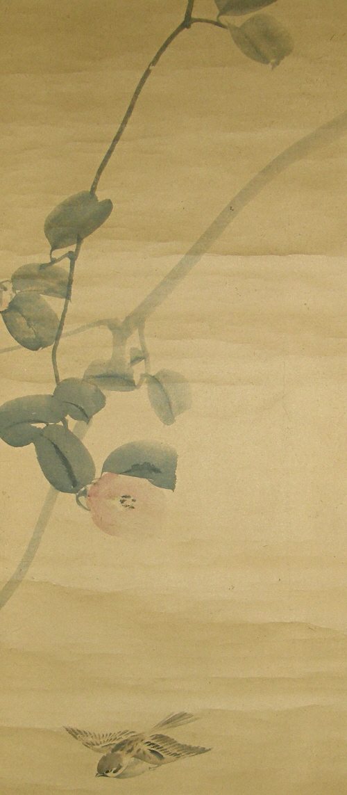 Japanese Camellia and Sparrow