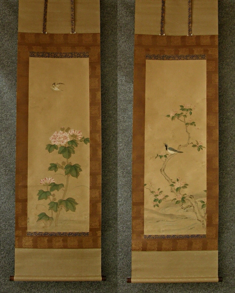 [ Flowers & Birds ] Antique Twin-Scroll Set