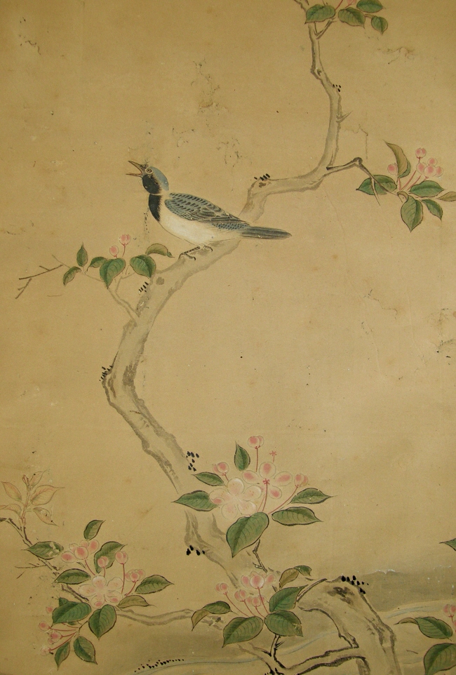 Bird on Branch, Flowers