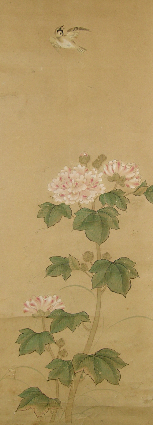 Flying Bird, Peony Flowers