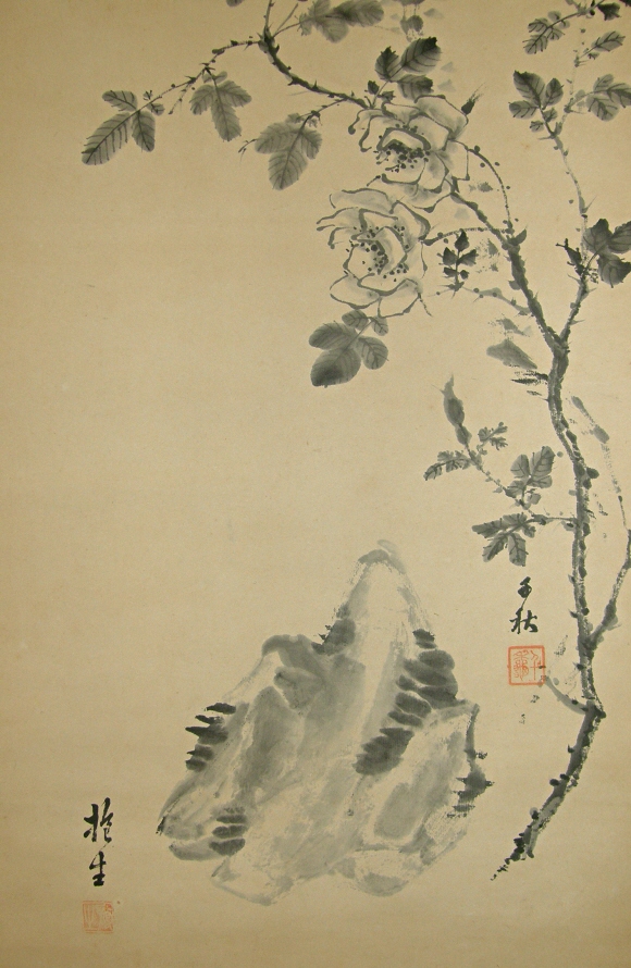 Camellia Flowers & Mossy Stone