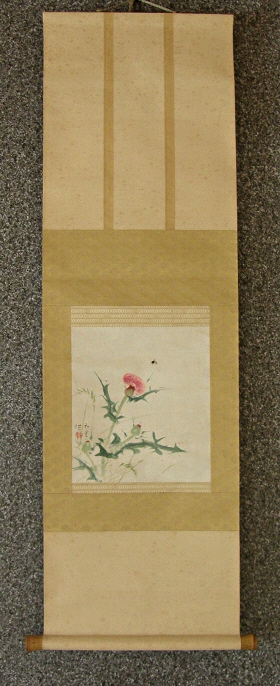 SP-40126 [ Thistle Flowers ] Vintage Makimono Painting on Sale