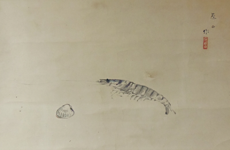 Shrimp & Clam drawn with Japanese Brush & Black Ink