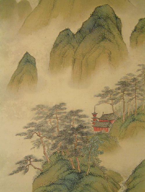 Japanese pine trees and Mountains