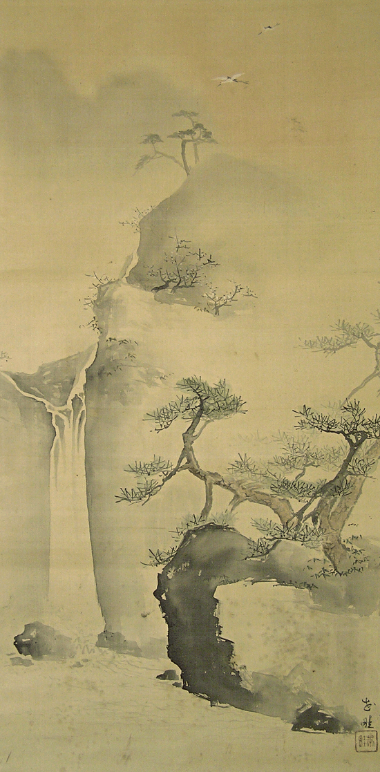 Flying Cranes, Matsu and Ume Trees