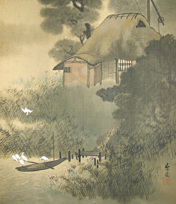 Straw Hut, White Egrets