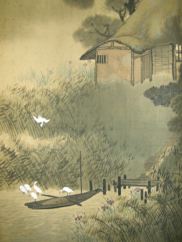 White Egret (Shirasagi), Iris Flowers