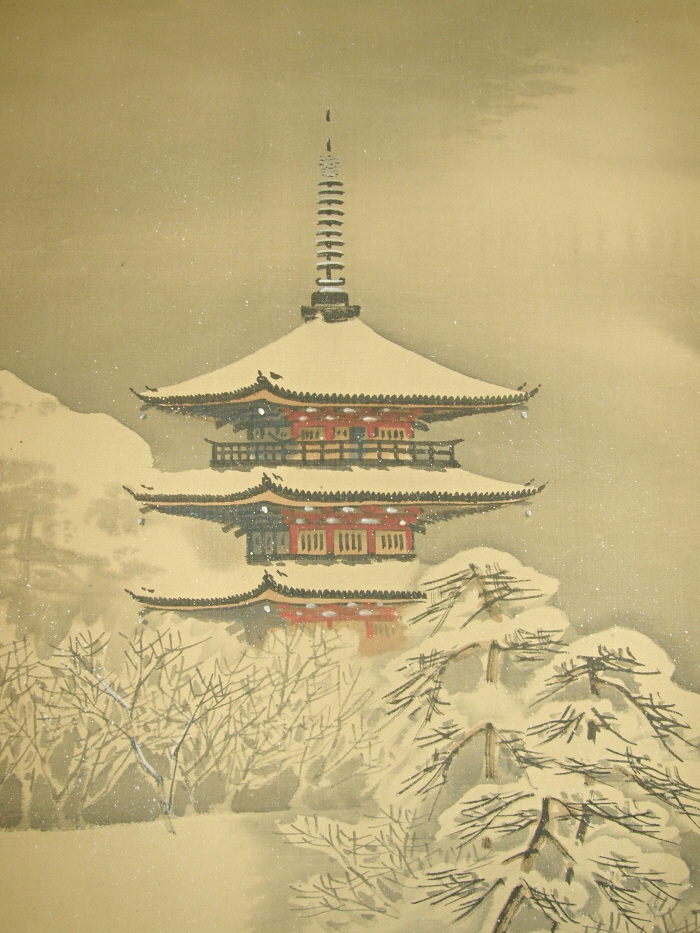 Buddhist Tower in the snow (Pagoda)