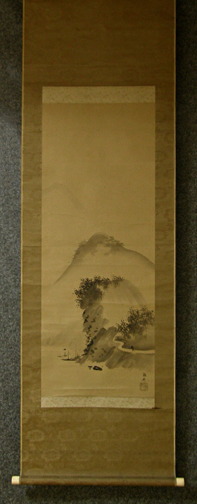 SS-10106 [ Suiboku Sansui Landscape View ] Japanese antique Kakemono ...