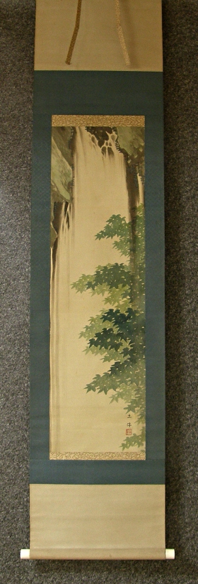 [ Waterfall & Japanese Maple Leaves ]