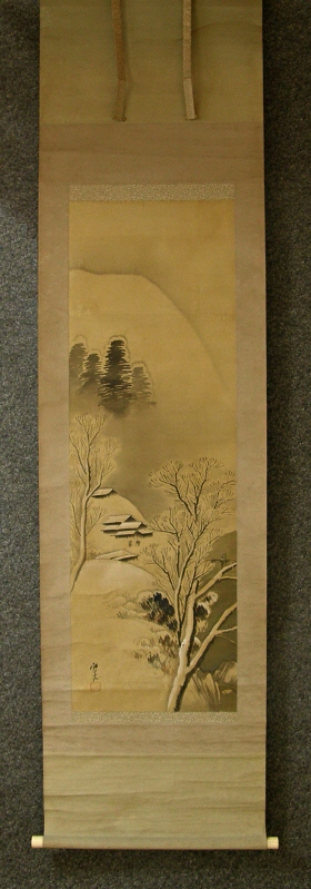 SS-10122 [ Japanese Landscape View in Winter ] Vintage Kakejiku Hanging ...