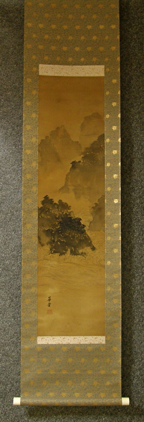 SS-10134 [ Suiboku Sansui Landscape View ] Japanese Antique Kakejiku ...