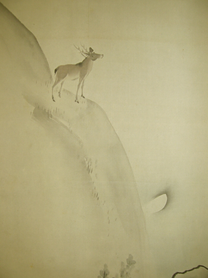 Deer and the Moon, Painted in the Suiboku