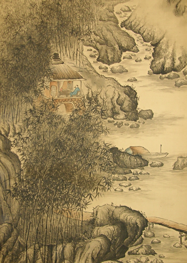 Bamboo Forest, River, Boat, Hut