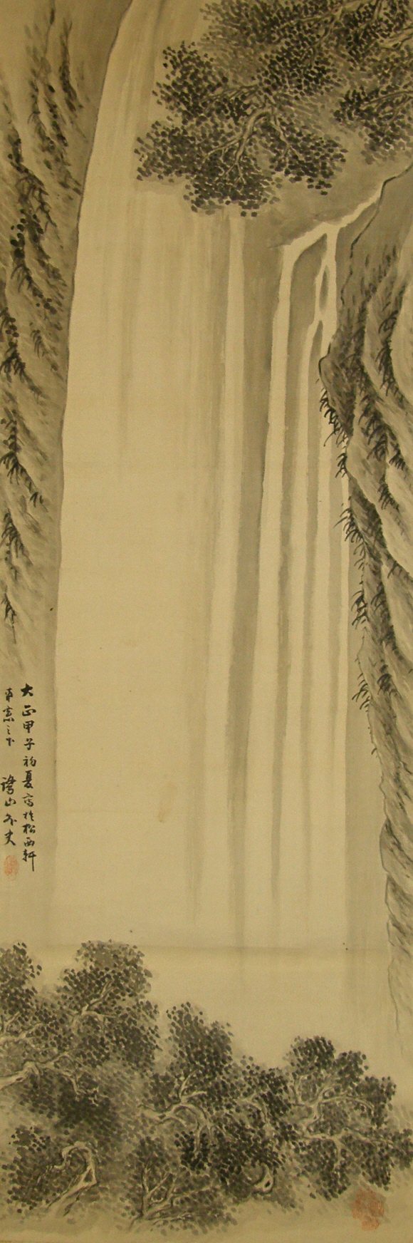 Japanese Landscape View Kakemono painted with Japanese Brush