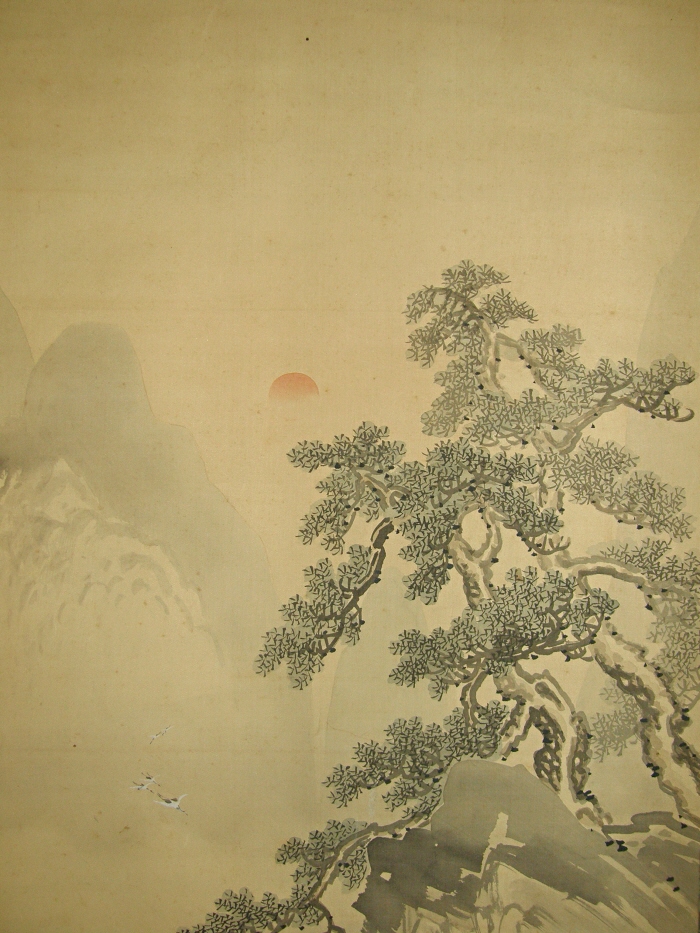 The Sun, Matsu Tree & Flying Tsuru Birds