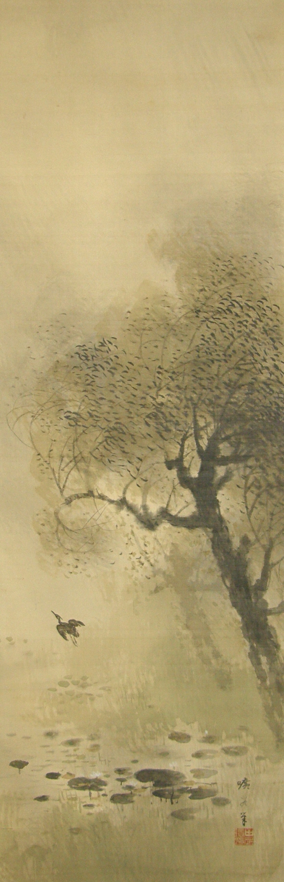 Flying Egret, Japanese Willow, Marshland