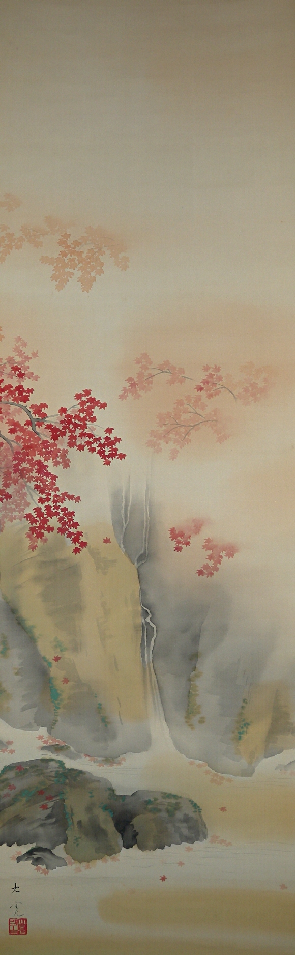 Autumnal Leaves and Waterfall, River