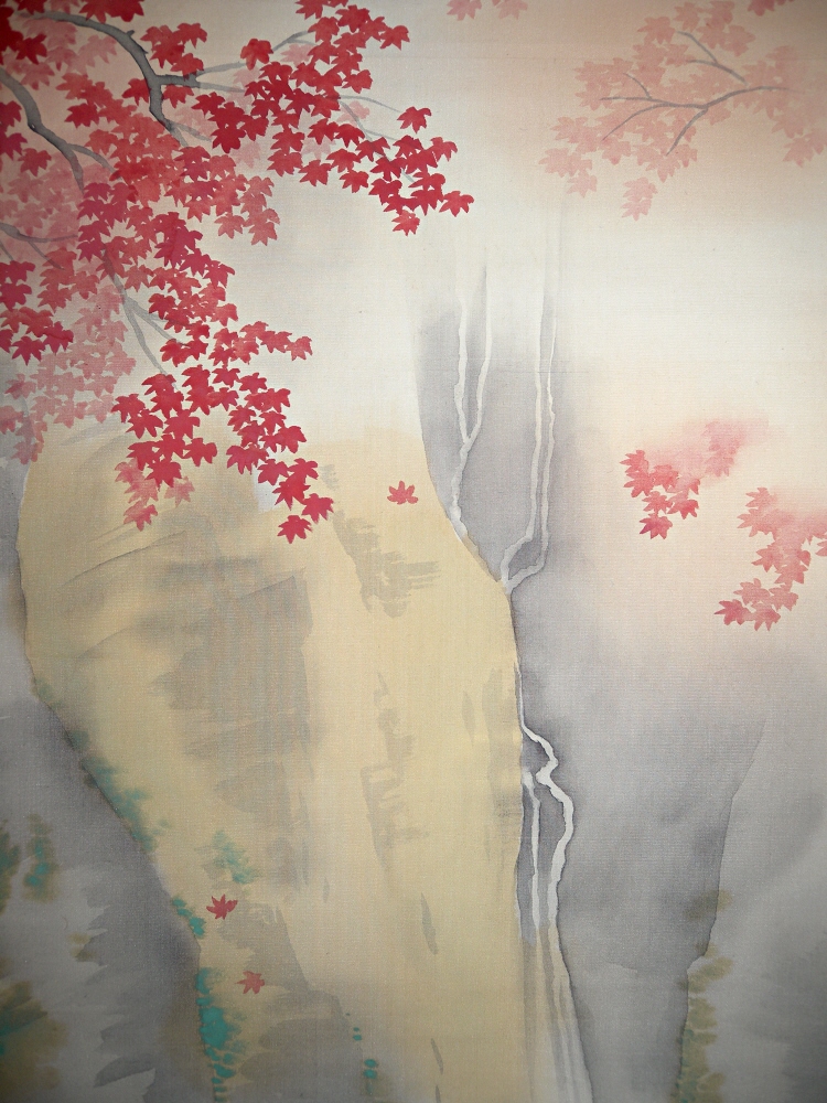 Red Acer Leaves, Waterfall