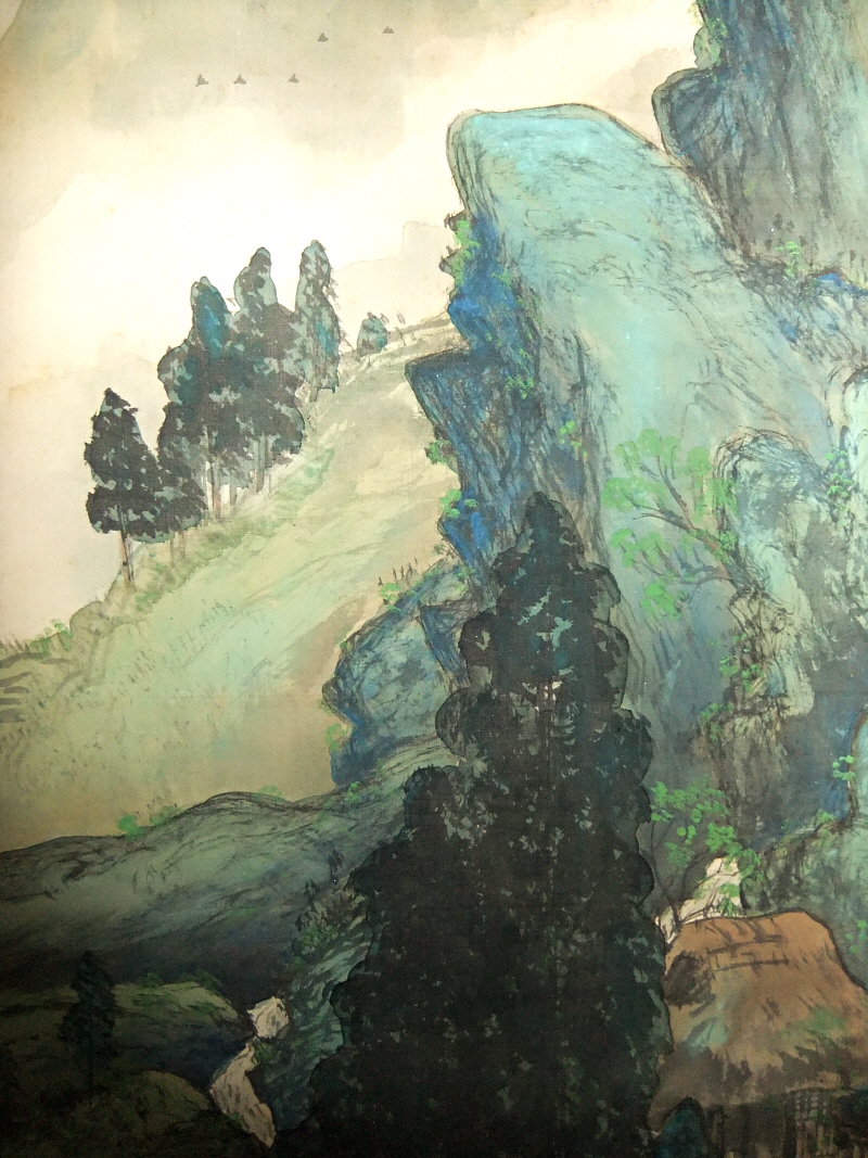 Flying Birds, Straw Hut & Bridge