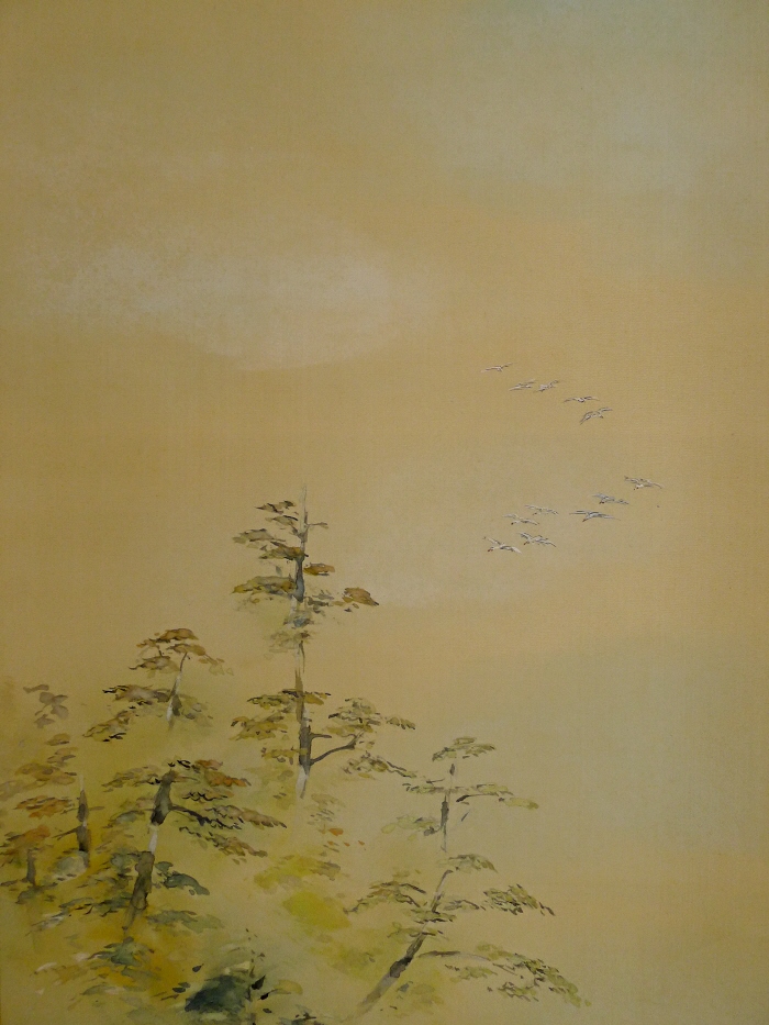 Matsu pine Tree, Flying Tsuru Cranes