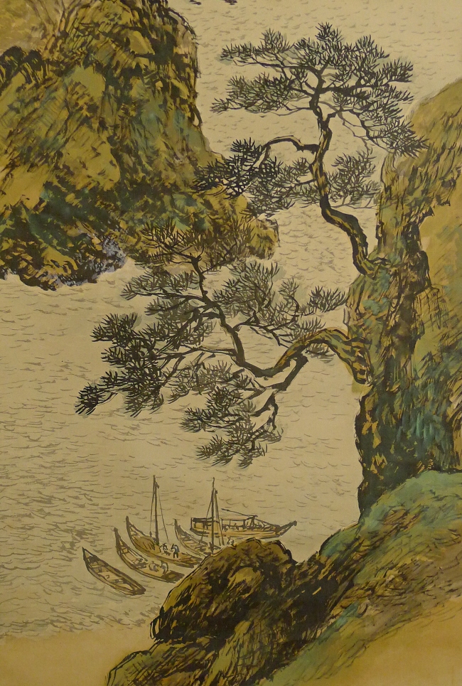 Boats and Matsu Japanese pine tree