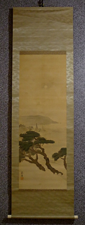 [ Old Japanese Pine Tree under the Moon ] Sansui-ga