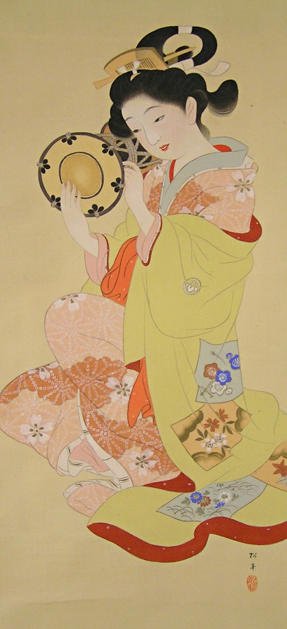 Kimono Bijin Playing Tsuzumi