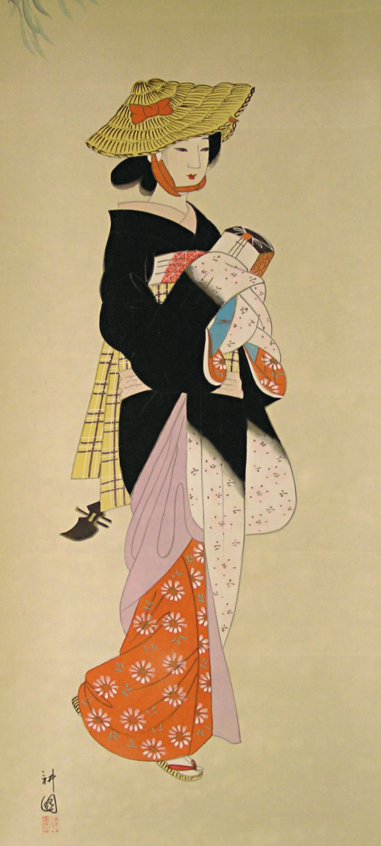 Kimono Girl with Shamisen