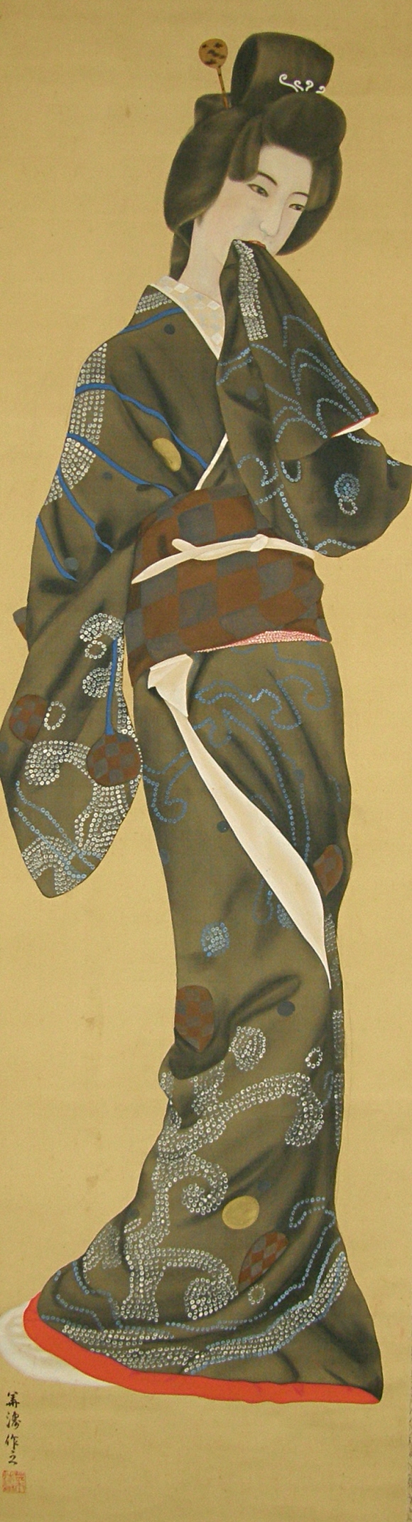 Japanese Beautiful Lady in Kimono (Bijin-ga)